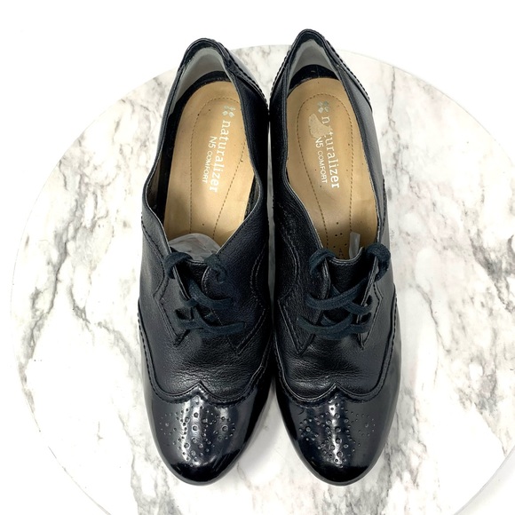 Naturalizer N5 Jodell Leather Wingtip Lace Up Oxford Pumps 8.5 Wide Retro Preppy - Picture 6 of 16